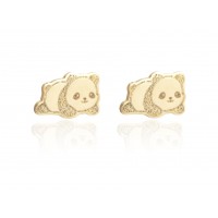 Brinco Infantil Ursinho Panda Em Ouro 18k